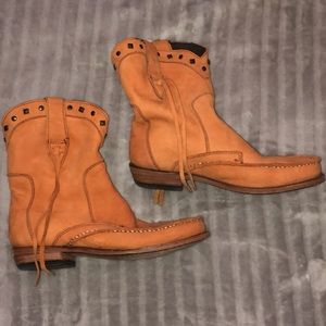 Leather moccasin booties.